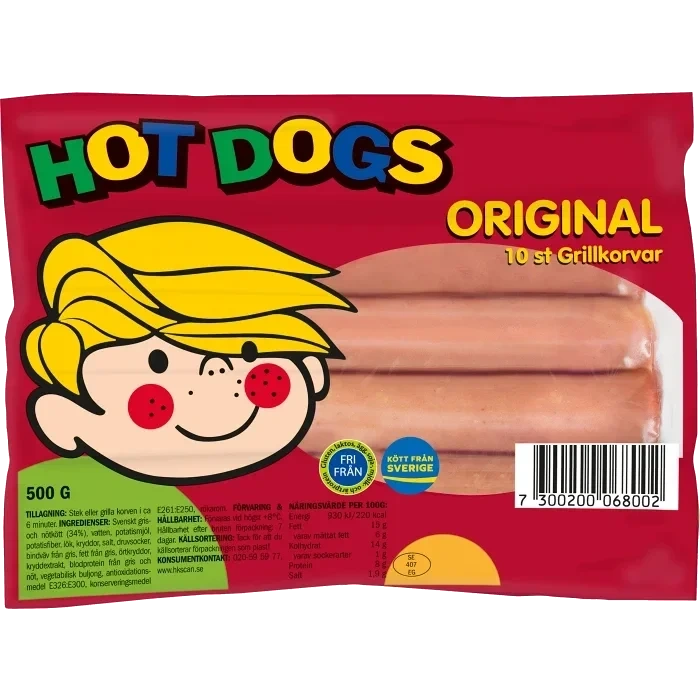 Grillkorv Hot Dogs Orginal 500g Scan