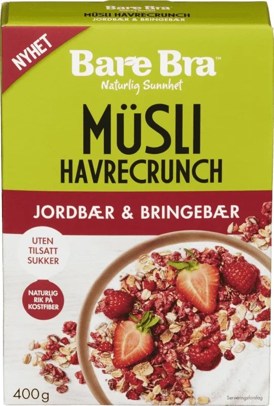 Bare Bra Müsli Jordbær & Bringebær 400g