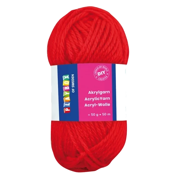 Akrylgarn 50 G Rød