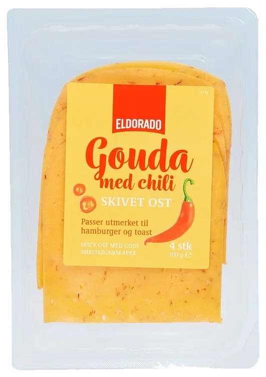 Gouda m/Chili skivet 100g Eldorado
