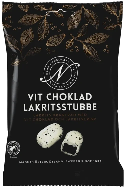 Narr Chocolate Vit Choklad Lakritsstubbe 120g