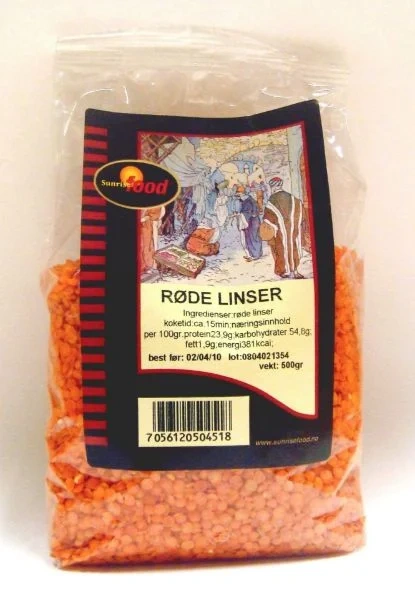 Sunrise Røde Linser 450g