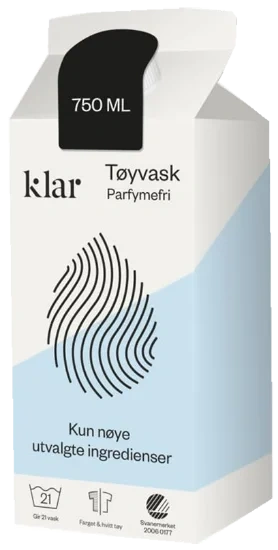 Klar Tøyvask Parfymefri 750ml