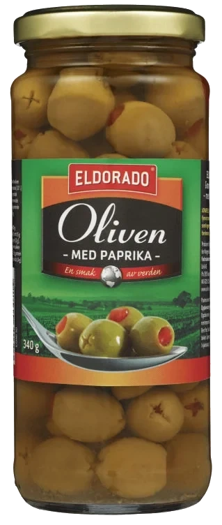 Oliven m/Paprika 340g Eldorado