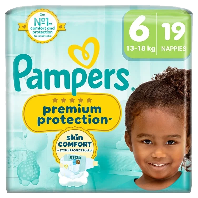 Pampers Bleier Prem Prot S6 13-18kg 19stk