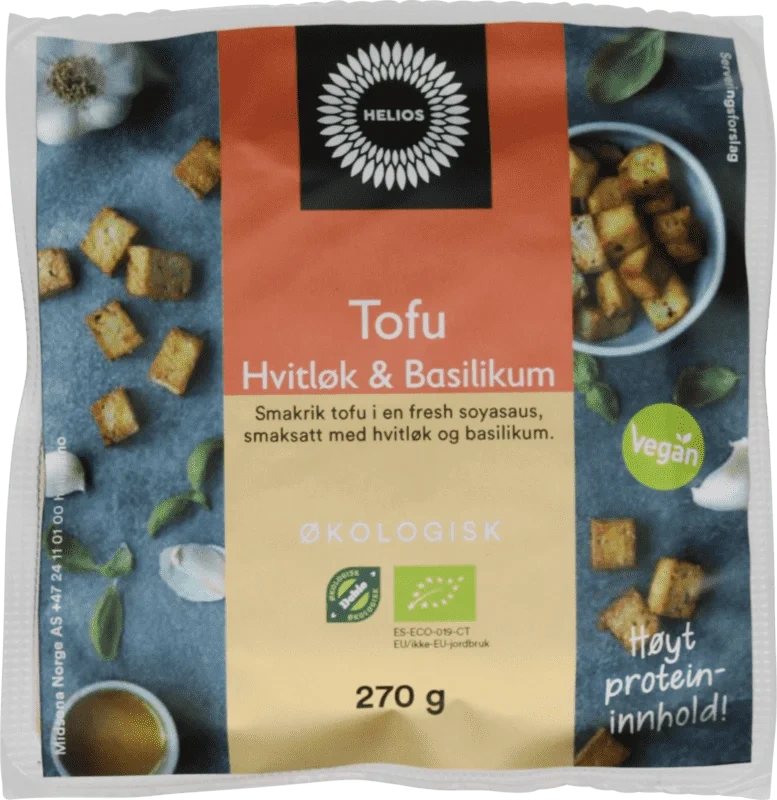 Helios Tofu Hvitløk & Basilikum 270g Økologisk