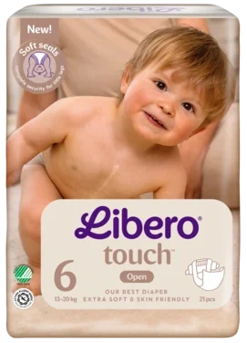 Libero Touch 6 Åpen Bleie, 13–20 Kg, 21 Stk