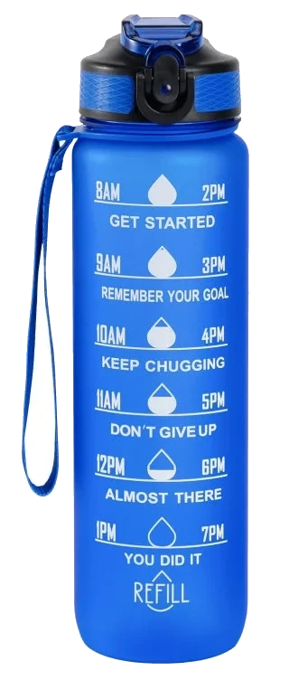 Drikkeflaske Blue 1000ml Hollywood Motivational Bottle