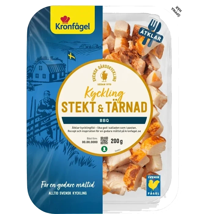 Kyckling Färsk Stekt & Tärnad BBQ 200g Kronfågel