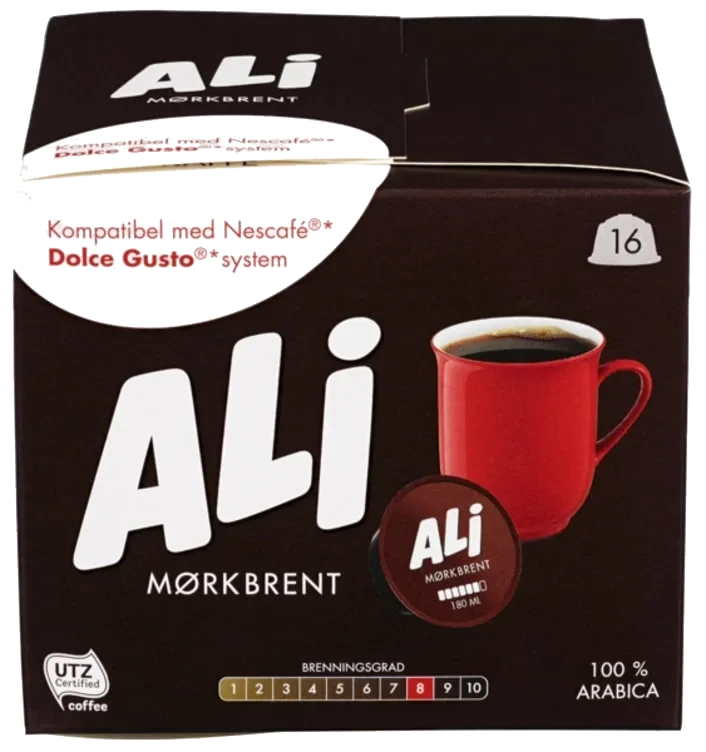 Ali Mørkbrent Kaffekapsel 16stk