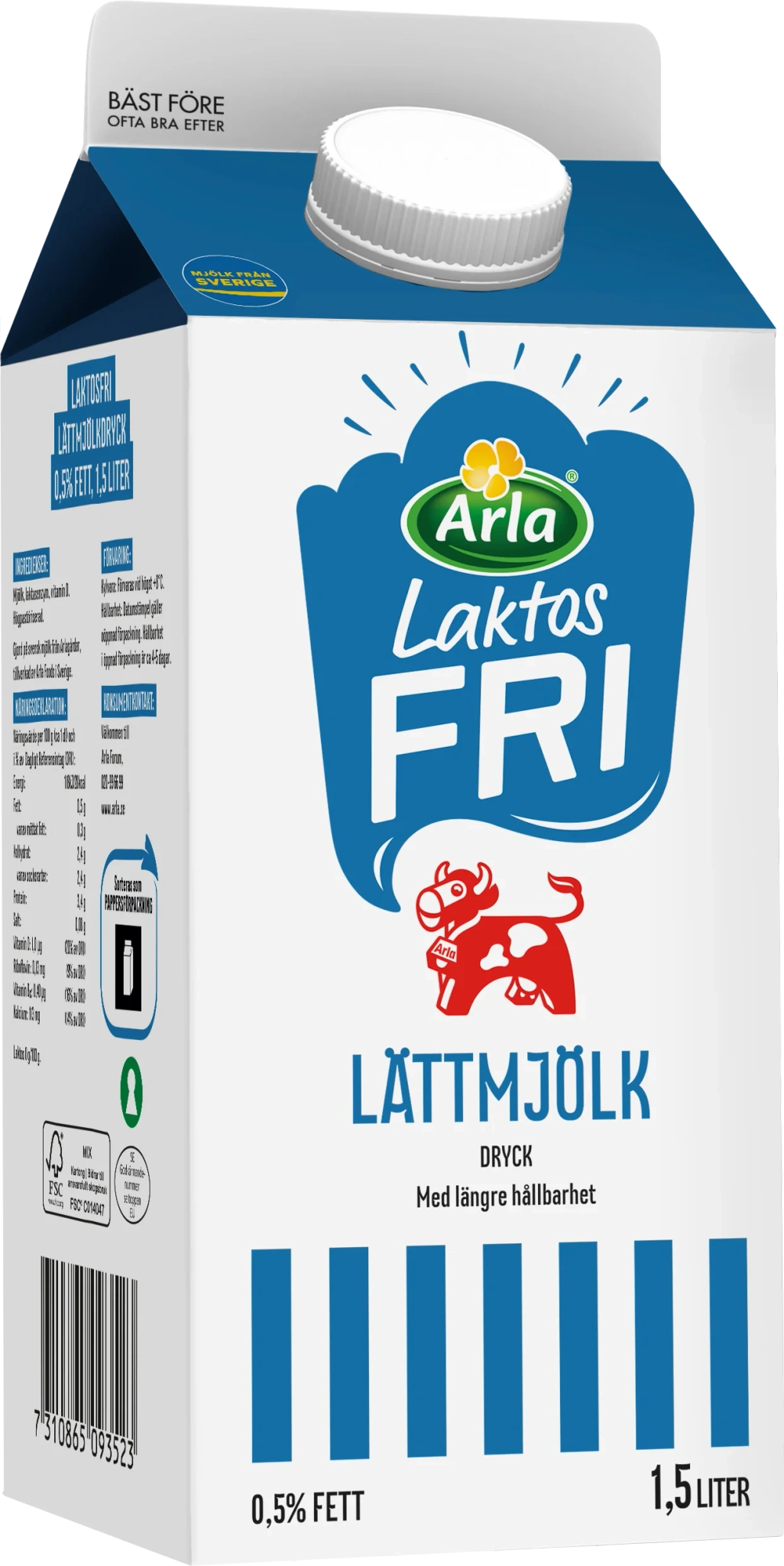 Laktosfri lättmjölkdryck 0.5% 1.5 l