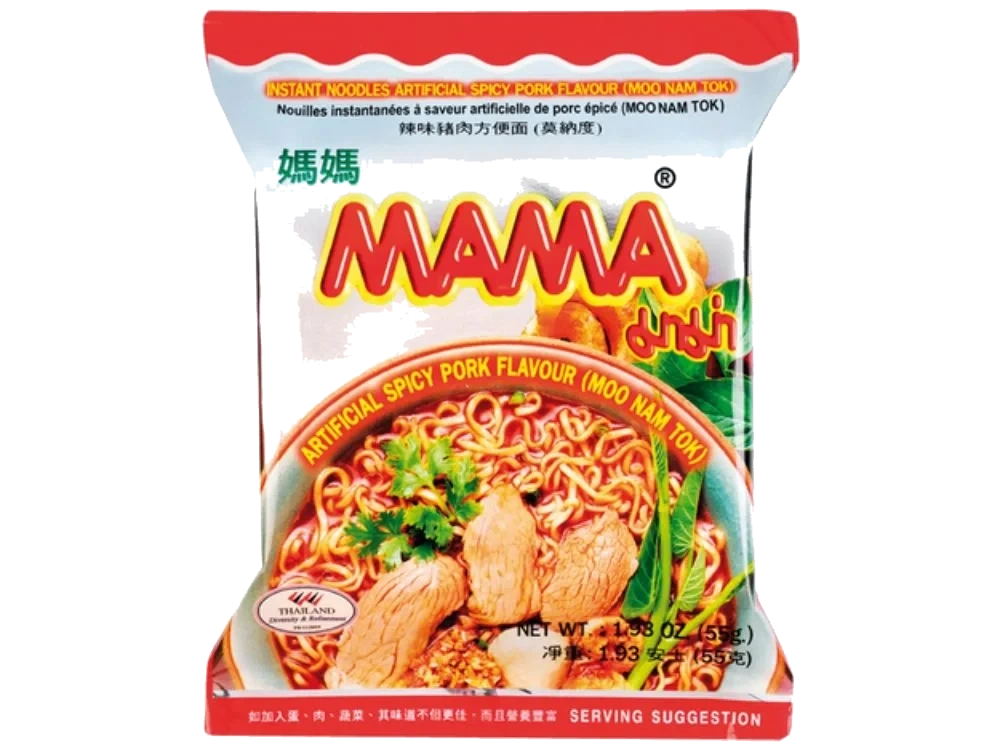 Mama instant noodles moo nam tok spicy pork