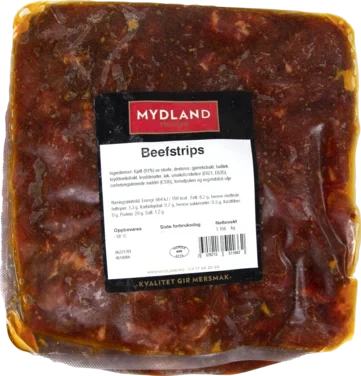 Storfe Biffsnadder Marinert 1kg X 10stk Frys Mydland