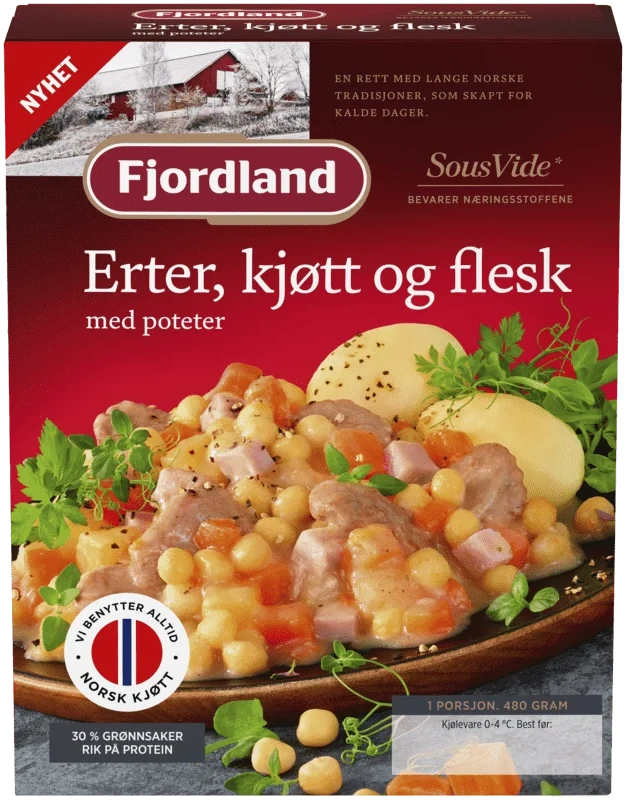 Fjordland Erter Kjøtt og Flesk 480g