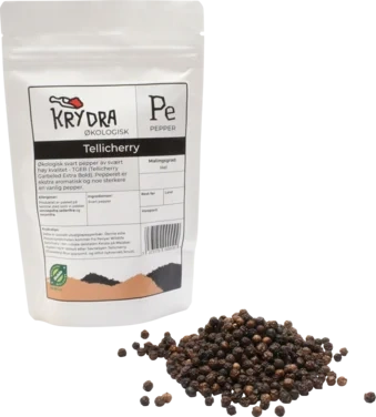 Tellicherrypepper, 100gr Hel, Økologisk Krydra
