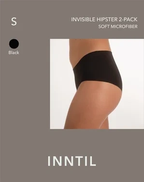 Women's Invisible Hipster, 2-pk, Black, S