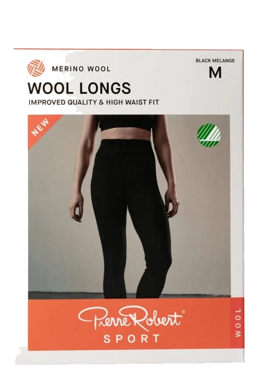 Wool Longs Sport Black Melange Xl Pierre-Robert
