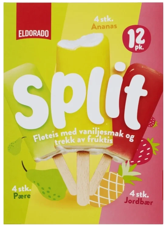 Split Vaniljeis m/Fruktistrekk 12stk Eldorado