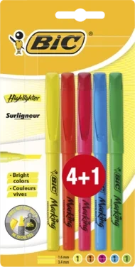 Highlighter-penn med Justerbar Meiselspiss – Assorterte Farger Pakke med 4+1
