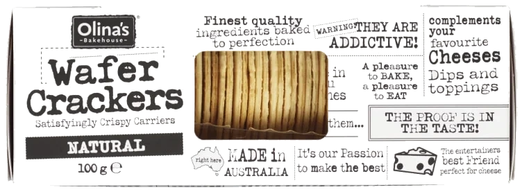 Wafer Crackers Natural 100g Olina's