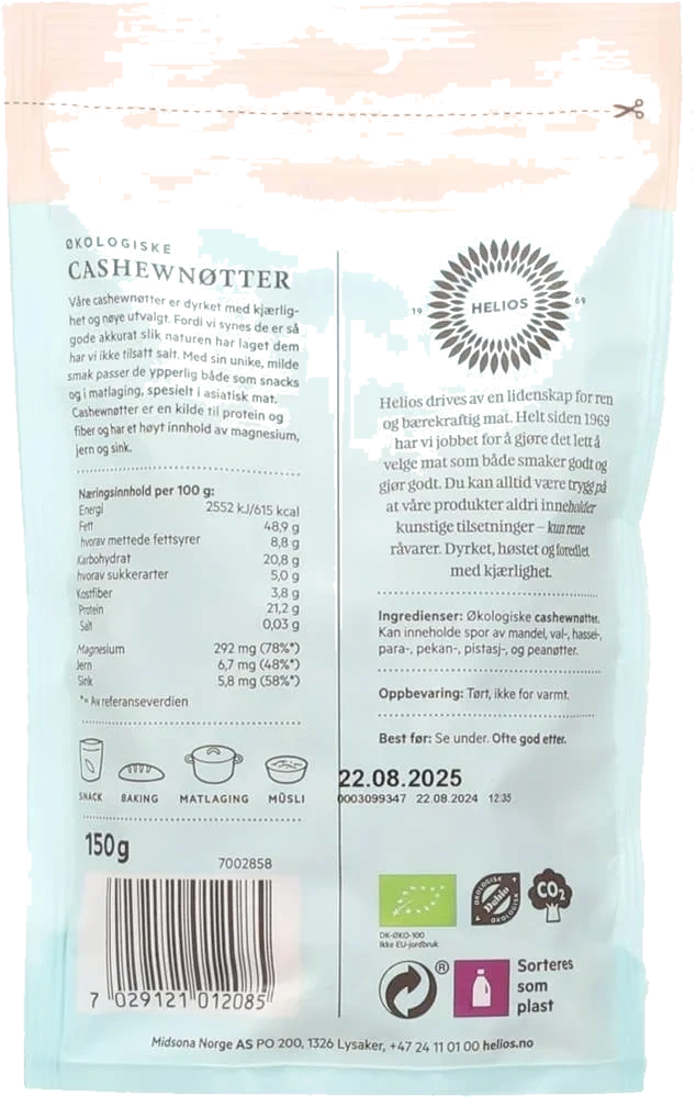 Økologiske cashewnøtter