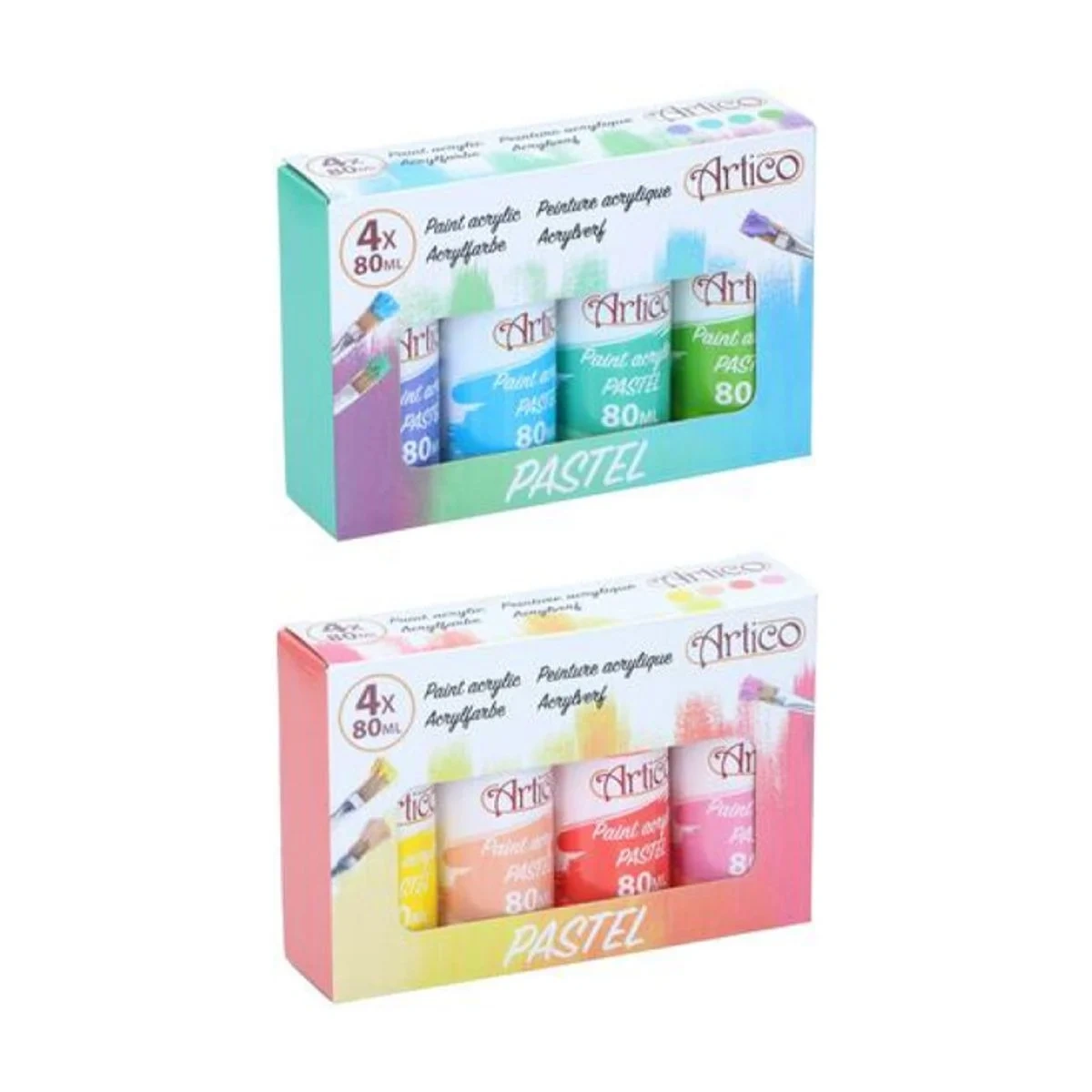 Akrylmaling - Pastell 4 x 80ml (Blå)