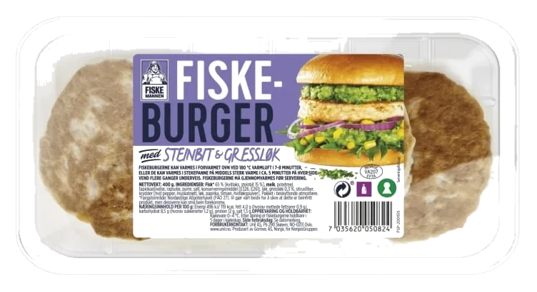 Fiskeburger 65% Steinbit 400g Fiskemannen