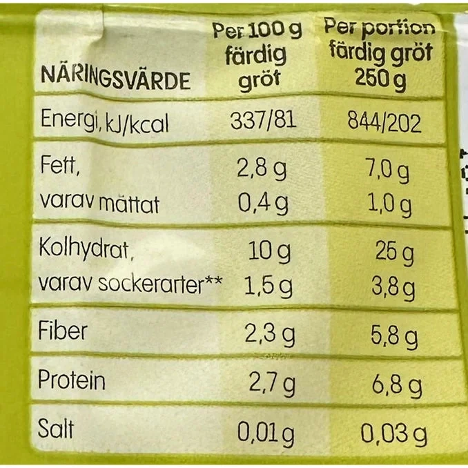 Havregröt Äpple, Mandel & Chia