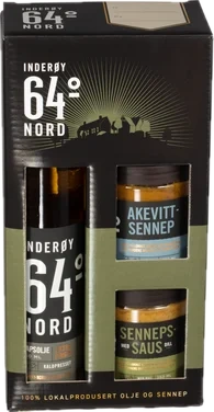 Gavepakke Rapsolje og Sennep 3-pk Inderøy 64° Nord