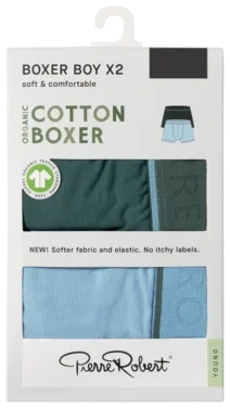 Cotton Boxer Jr Boy Pine-iceblue 146-152