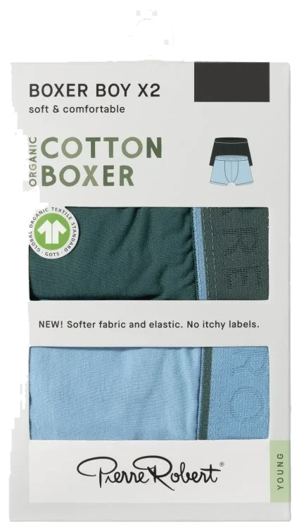 Cotton Boxer Jr Boy Pine-iceblue 146-152
