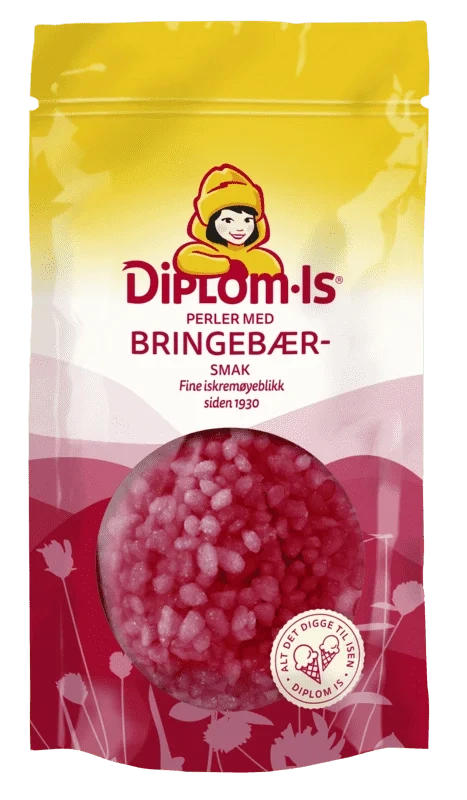 Diplom-Is Favoritter Perler med Bringebærsmak 100g