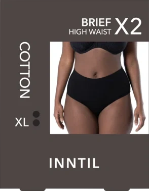 High Waist Brief, 2-pk, Black, Xl