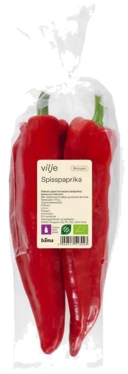 Paprika Rød Søt Spiss pakke Økologisk Vilje