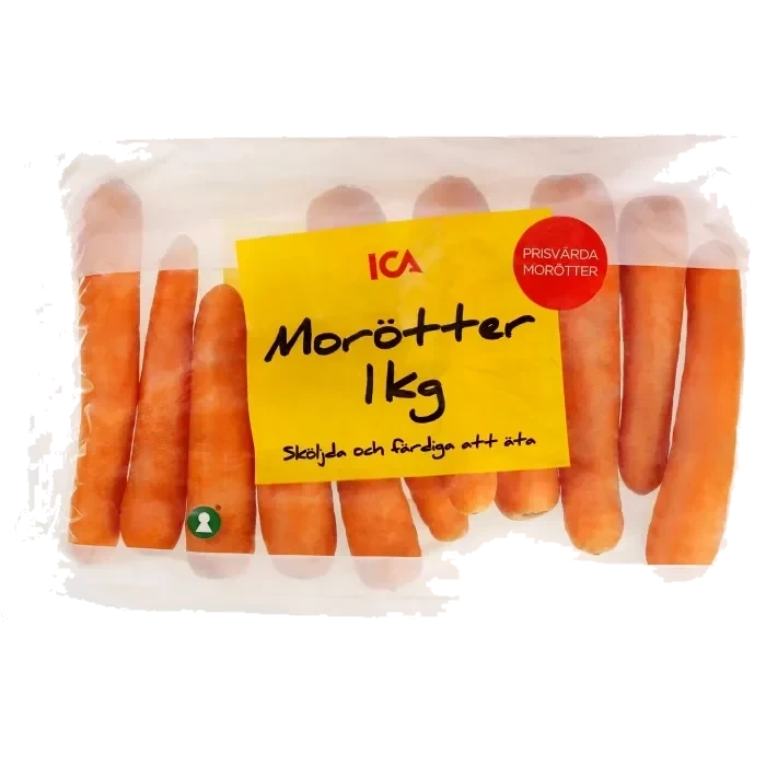 Tvättade morötter 1kg Klass 1 ICA