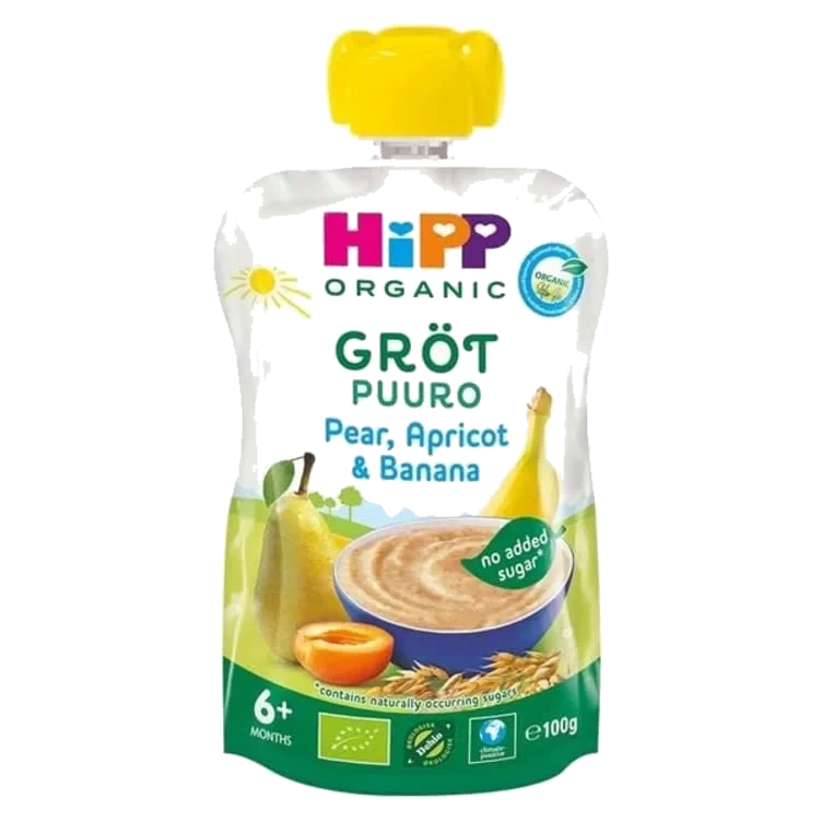 Grøt Pære/Aprikos/Banan 6mnd 100g Hipp