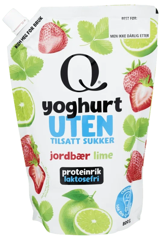 Q Yoghurt uten 800g Jordbær & Lime
