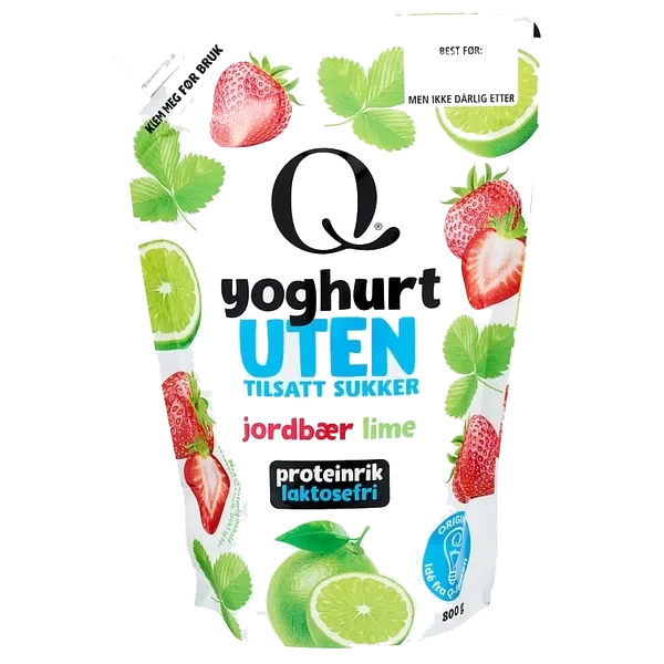 Yoghurt U/sukker Jordbær&lime 800g Q