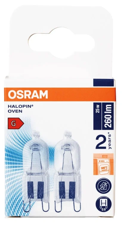 Lyspære Stekeovn 25w G9 230v 2pk Osram