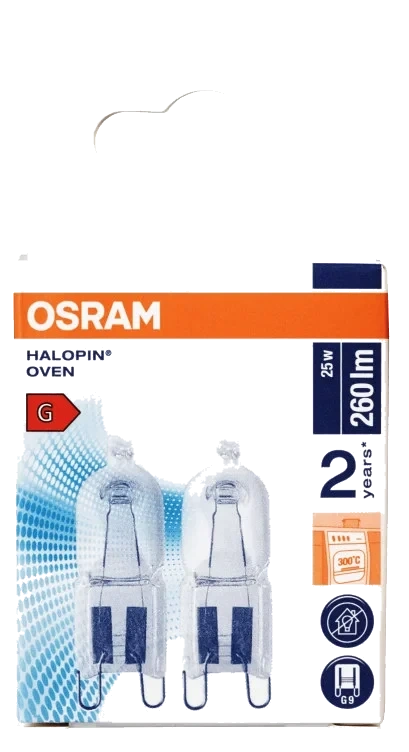 Lyspære Stekeovn 25w G9 230v 2pk Osram