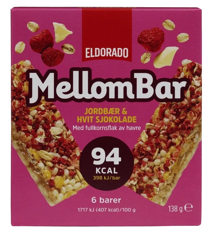 Mellombar Jordbær Hvit Sjokolade 138g Eldorado