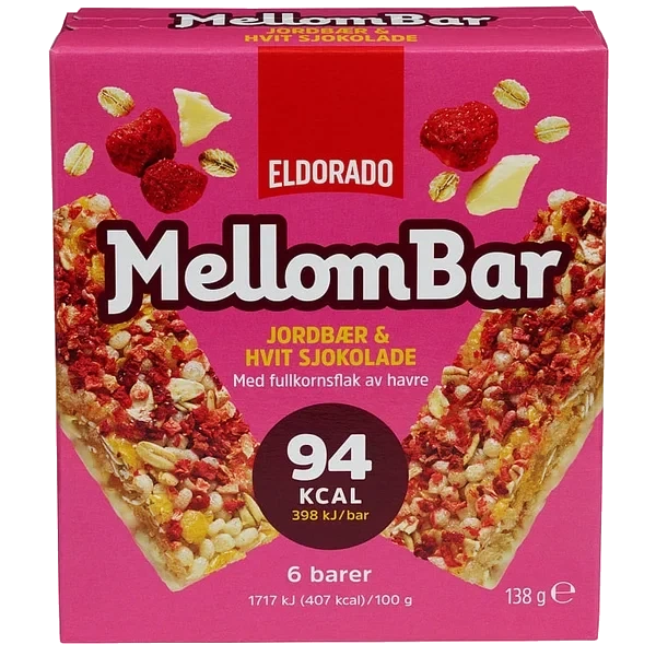 Mellombar Jordbær Hvit Sjokolade 138g Eldorado