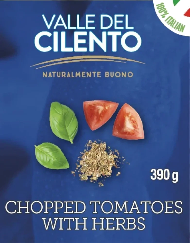 Valle del Cilento Hakkede Tomater m/Urter 390g