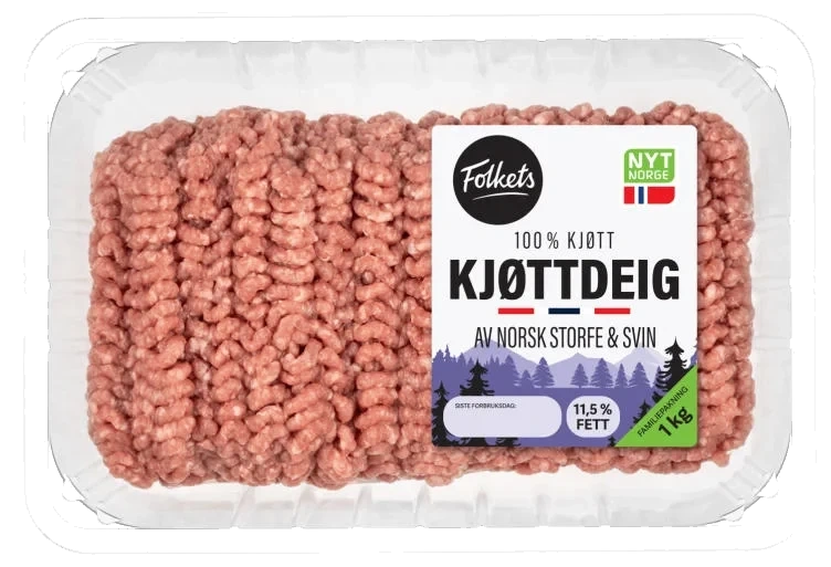 Kjøttdeig Storfe&Svin 1kg Folkets