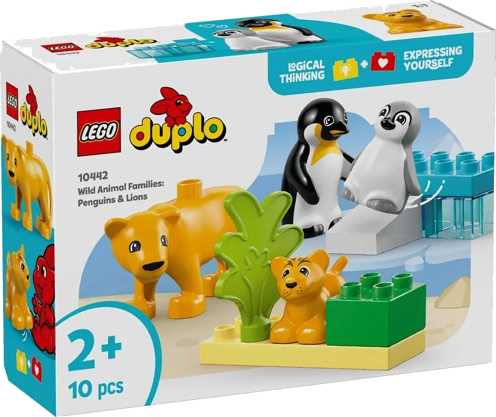 LEGO® DUPLO® Town Villdyrfamilier: Pingviner og løver