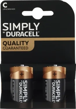 Duracell Simply C Alkalisk Batteri 2pk