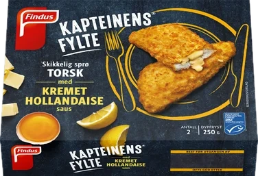 Kapteinens Fylte™ Skikkelig Sprø Torsk med Kremet Hollandaise Saus