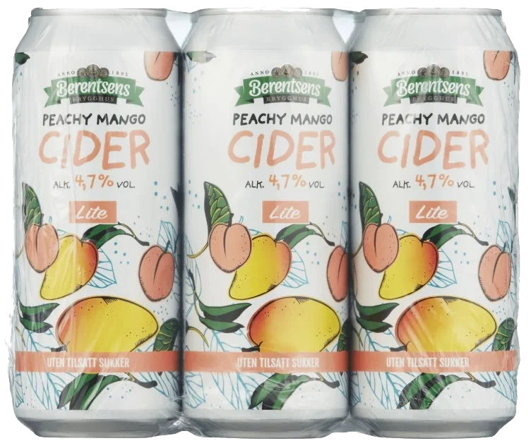 Peachy Mangocider Lite 0,5lx6 boks Berentsens