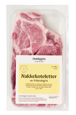 Heldiggris Nakkekoteletter av Frilandsgris 2pk 600g