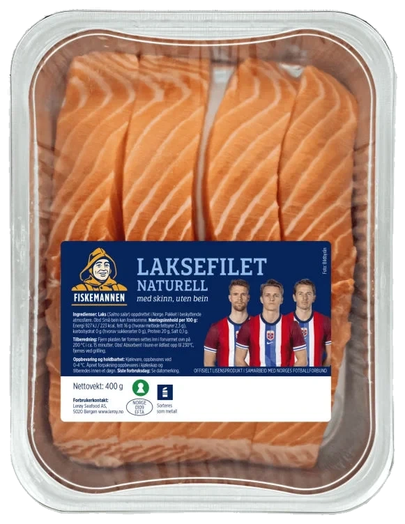 Laks Porsjoner m/Skinn 4x100g Fiskemannen